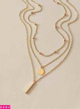 Women simple choker multi-layer necklace clavicle chain 项链