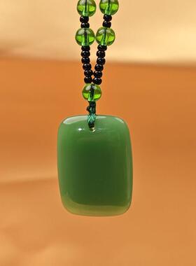 益览严选富贵平安扣吊坠项链低调奢华男女士祖母绿无事牌毛衣链