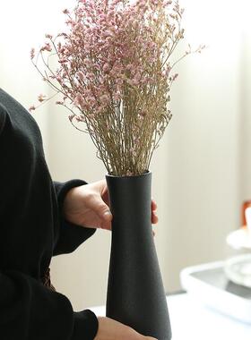 新款直销陶瓷花瓶简约小清新黑陶客厅家居摆件插花日式现代黑色干