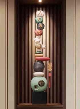 入户玄关时来运转八方来财招财摆件客厅电视柜落地装饰品开业礼物