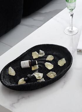 法式复古托盘轻奢高档香薰收纳茶几桌面艺术高级感不规则装饰摆件