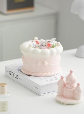 奶油风陶瓷城堡储物罐可爱少女心蛋糕收纳盒桌面饰品摆件生日送礼