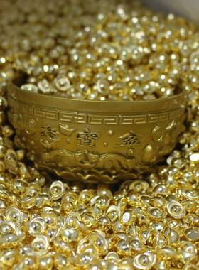 金莲花聚宝盆摆件合装饰8966品金工艺品招财聚宝办盆迷你小元属宝