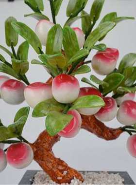 玉石摆件 小18个桃子树玉器盆景工艺品摆件家居饰品创意礼品