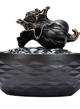 陶瓷流水摆件循环水公桌茶台招财开业装饰品中式喷泉百财流水器