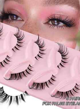 False Eyelashes Wispy Cat Eye 5 Pairs Natural Fluffy Volume