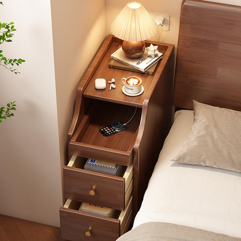 极窄床头柜小型超窄20cm30公分床边窄夹缝收纳柜子实木床头置物架 - 图0