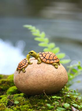 装创意的可爱小乌龟饰饰品田园FVC花盆微型景观动盆景鱼塘物景观