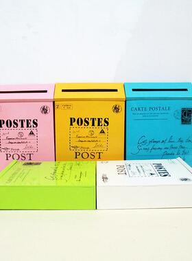 复古邮箱 铁皮信箱挂墙意见箱邮筒家居装饰拍摄道具墙壁墙面壁饰