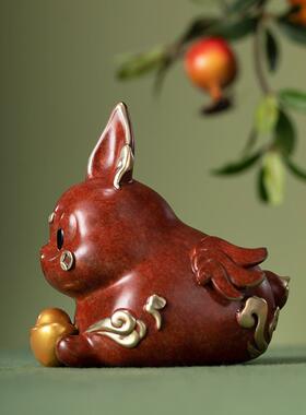 朱秉仁铜兔简约（纯）创意铜雕兔饰品可爱宠物居家办公桌饰