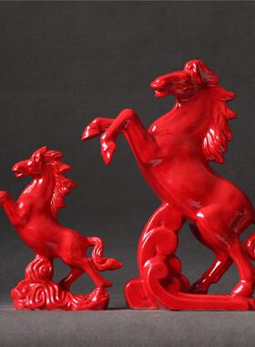 唐三财马饰品中国家居装饰陶瓷马飞天黄腾达客厅电视柜入口工艺品