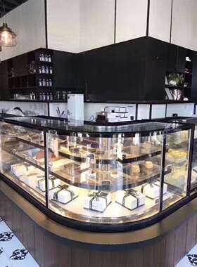 烘焙店蛋糕冷藏展示柜弧形甜品冰柜西点保鲜柜卧式风冷冰箱
