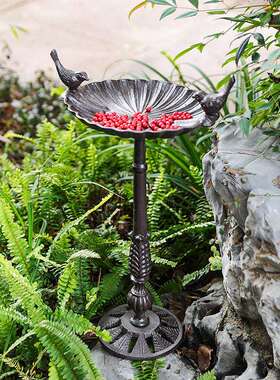 美式古铸铁装高脚花GBX盆喂摆鸟器鸟食复盆件别墅花园庭院阳台饰