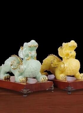 玉石对招财貔貅件一聚貔貅客厅办公室装饰品摆DLL高档乔迁开财业