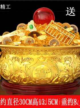 新款实心黄铜宝盆摆件香炉纯居家客厅聚进铜宝财店铺柜台玄招关聚