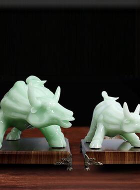 招财牛摆件家居书房客厅酒柜装饰品办公室桌面工艺品摆设开业礼品