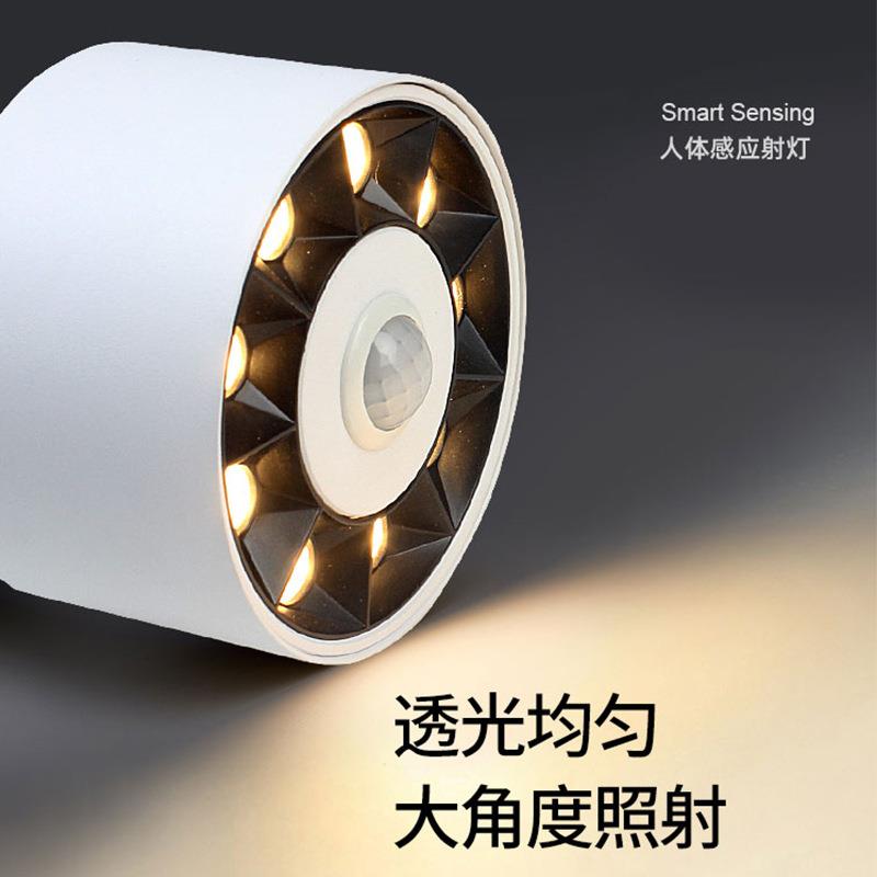 LED induction surface-mounted spotlights free of ceilings, home decoration, entrance aisle, entrance stairs, light-sensing human body-sensing anti-glare downlight
