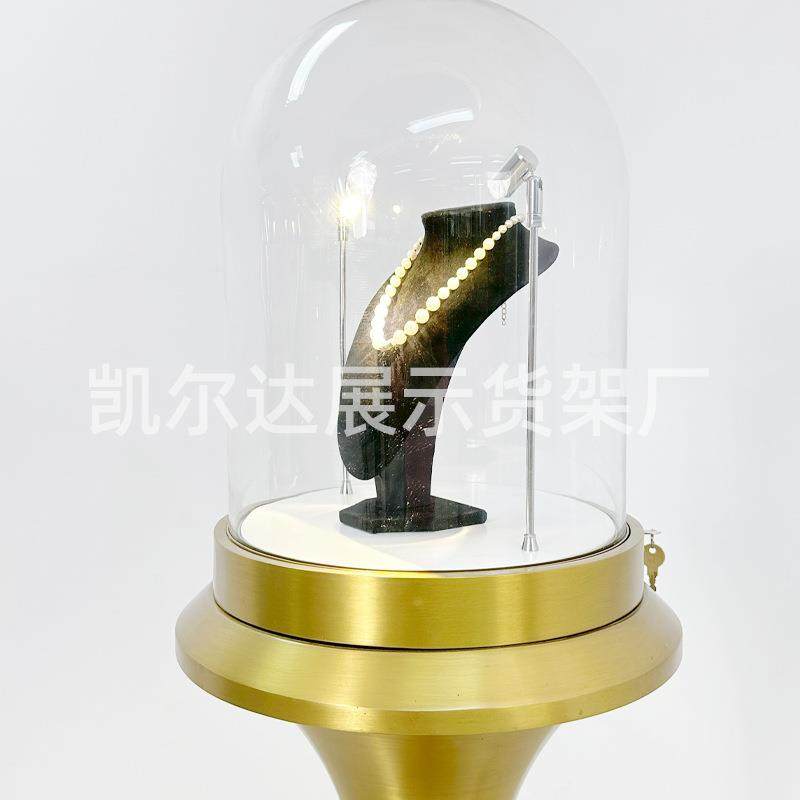 定制奢侈品珠宝展示柜圆形玻璃罩黄金首饰柜不锈钢翡翠玉石高柜,淘宝优惠券,粉丝福利购,淘宝优惠卷