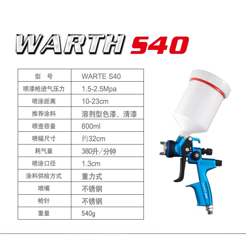 德国正品瓦而特瓦尔特WARTE S40水油汽车上壶油漆喷枪汽车喷漆枪-图2