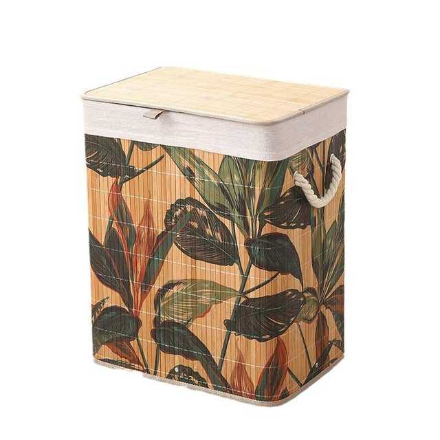 Household pastoral bamboo weaving folding laundry basket Home furnishing rope storage bucket Hotel towel bath towel storage basket