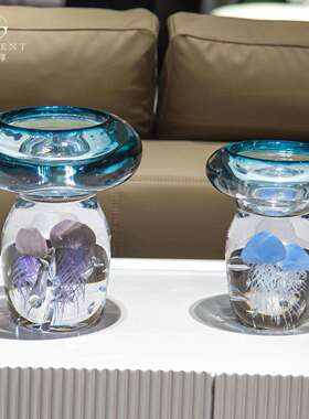 晶淳 透明彩色水母手工水晶摆件 入户玄关钥匙收纳盘端装饰品