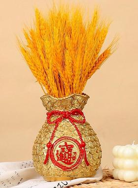 大麦大卖好寓意黄金麦穗餐厅摆件福桶干花吧台装饰品店铺开业礼品