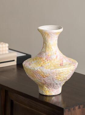 艺贝子高级感法式中古风陶瓷花瓶客厅玄关花器茶几家居装饰品摆件