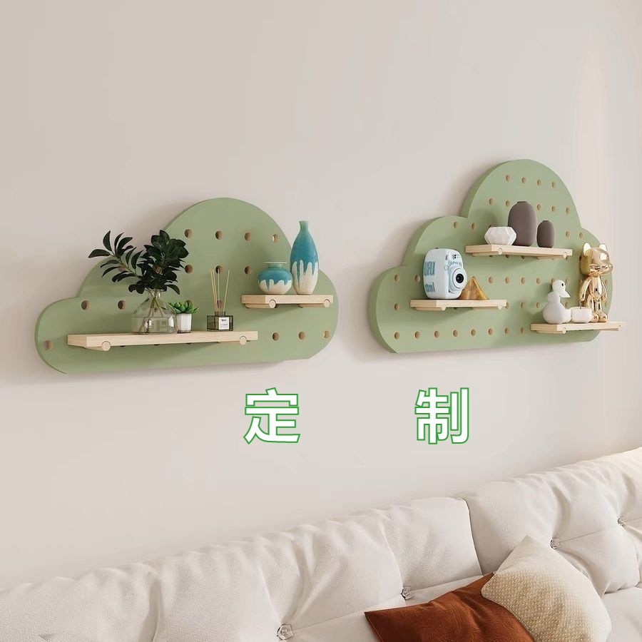 Yun PDK hanging board storage rack entrance entrance wall round upper half-shaped hole board surface storage rack partition solid wall wood