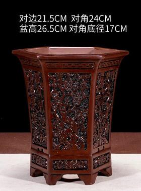 中国风六方紫砂花盆兰花花盆君子兰专用盆陶瓷大号盆景盆特价清仓