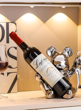 暴力熊红酒架摆件轻奢高档家居客厅餐柜酒柜装饰品高级感软装