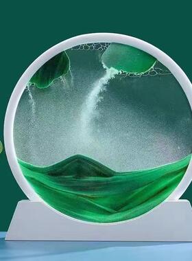 工厂直销轻奢圆形流沙画立体动态沙漏家居装饰礼物品客厅桌面摆件