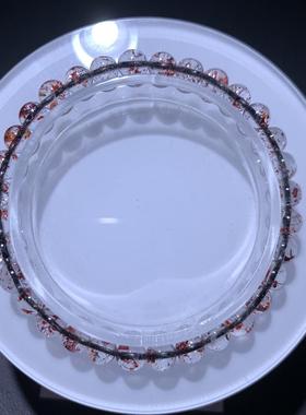 新品天然毒液红黑云母超七手链金草莓晶单圈圆珠手串珠链规 5.5mm