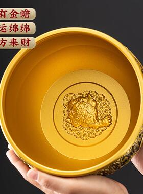 纯黄铜聚宝盆摆件百财麒麟招聚财盆家居玄关风水摆饰店铺开业礼品