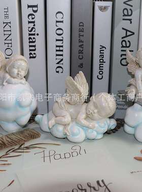 跨境新款简约天使家居玄关装饰摆件橱窗学习月牙云朵工艺手工