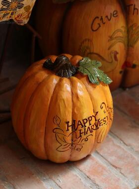 田园美式乡村丰收南瓜装饰创意艺术万圣节家居氛围橱窗客厅摆件