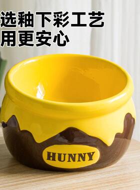 猫碗陶瓷狗碗高脚斜口防打翻可爱喝水猫碗蜂蜜罐陶瓷猫食盆包邮