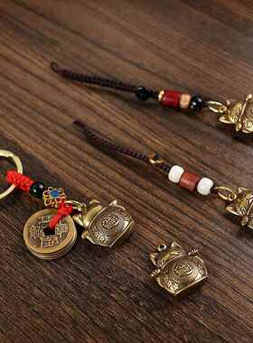 新款直销黄铜动物钥匙扣挂件生肖挂饰家居卡通压铸纯铜黄铜猫饰品