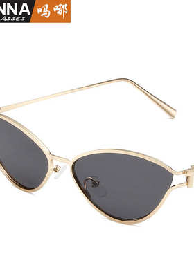 欧美风嘻哈个性太阳镜镂空镜框设计墨镜潮流猫眼金属全框眼镜