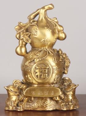 家居办公室铜工艺品摆件铜金蟾葫芦百福聚来葫芦