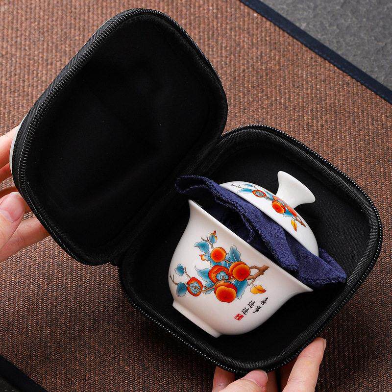 Travel tea set portable tea set one bowl two cups outdoor storage bag portable bag business gift LOGO