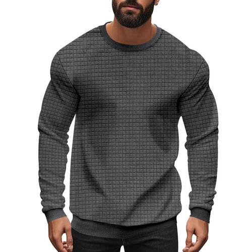 Men Color Shoulder Sweater Casual Sleeve Crew Neck Jumper - 图3