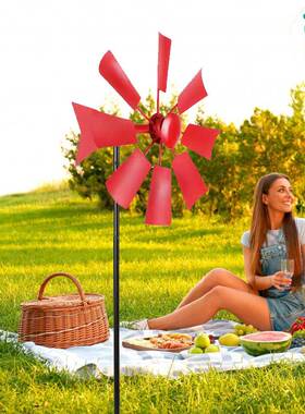 跨境田园铁艺旋转风车插件多个颜色花园园艺庭院装饰厂家直销