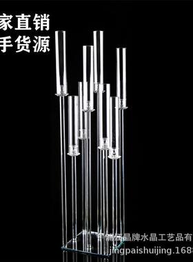 厂直销出口热销婚礼件款式摆头水晶家烛户台外带防风JP-010-3罩烛