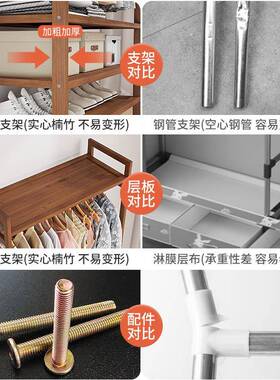 衣柜家用卧室隔板实木落地卧室好物宿舍简易衣架出租房用挂衣衣橱