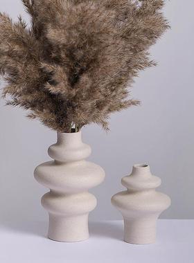 亚马逊热卖北欧白色素烧陶瓷花瓶斑点釉面水培干花器创意家居摆件