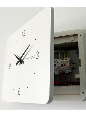 电表箱装饰画带钟表横款挂钟约电闸配电遮挡电TMC箱时盒钟简免打
