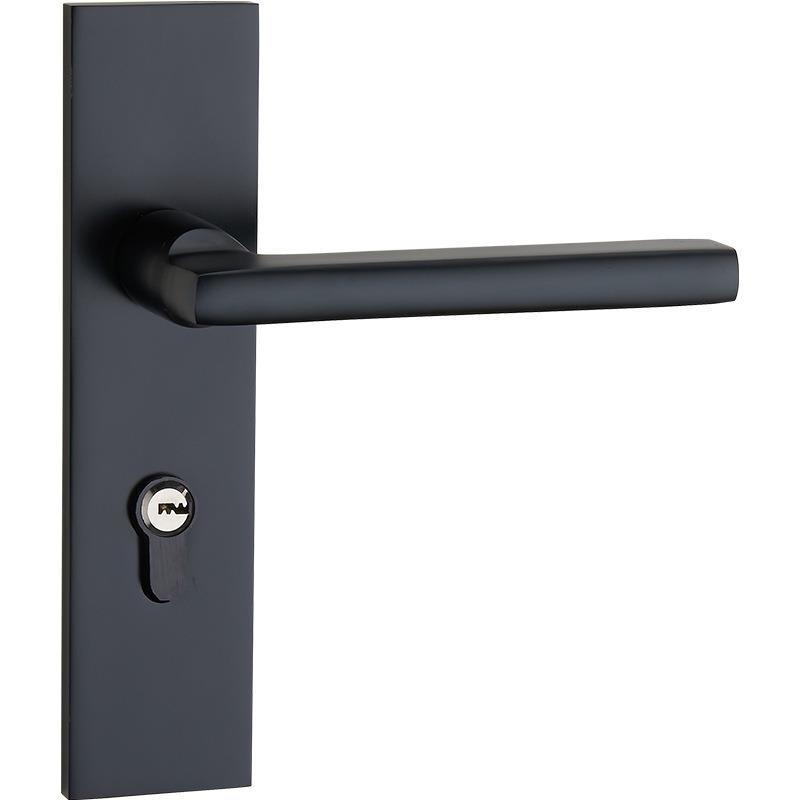 黑色实心太空铝门锁欧约式芯简卧室室内A303-T24房防盗锁执手锁木 - 图1