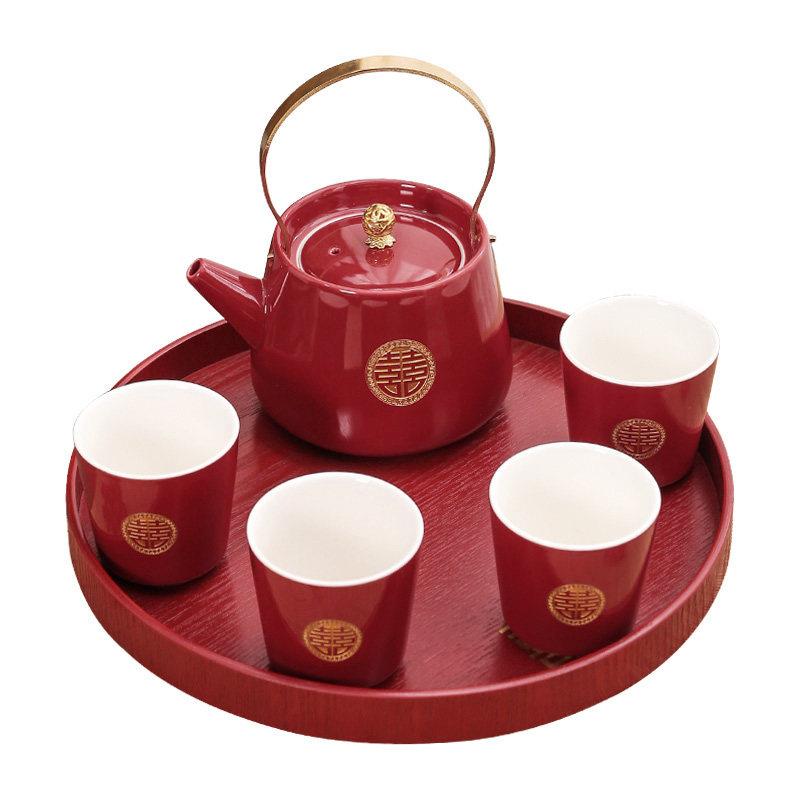 Wedding tea sets, household wedding cups, wedding teapots, newlyweds, newlyweds, wedding teacups, dowry gifts