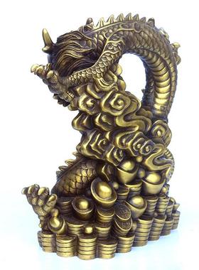 纯铜龙摆件大小号龙生肖大气聚宝盆金龙聚宝盆十二生肖龙工艺礼品
