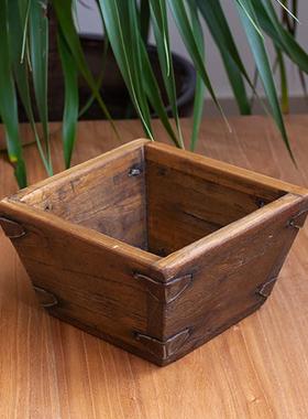 老旧实木进宝日进斗金仿古米斗创意粗陶客厅摆件艺术品开张礼凌之